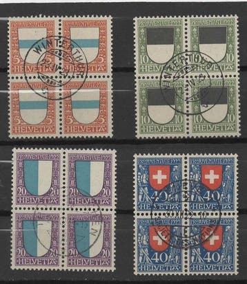 Zwitserland - Serie blok vier Pro Juventute uit 1922,, Postzegels en Munten, Gestempeld