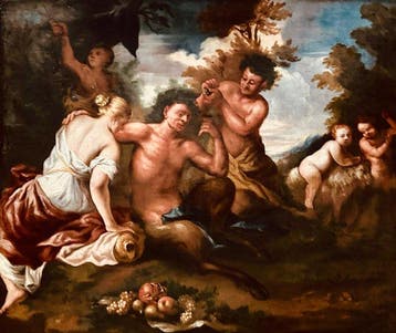 Jacob Jordaens (1593-1678), Navolger van - A reclining Faun