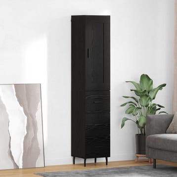vidaXL Highboard Zwart Eiken 34,5 x 34 x 180 cm Bewerkt hout, Minder dan 50 cm, Verzenden, Nieuw, Minder dan 100 cm