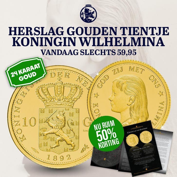 Allereerste Gouden tientje Wilhelmina 1892 nu € 59,95, Postzegels en Munten, Munten | Nederland, Losse munt, 10 gulden, Goud