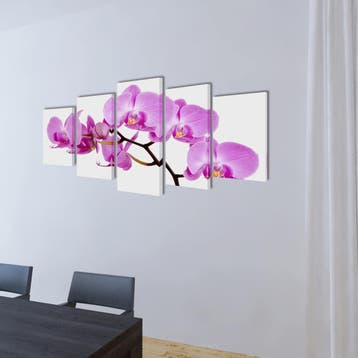 vidaXL Canvas muurdruk set orchidee 200 x 100 cm, Verzenden, Nieuw