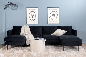 Chaise-Longue  Simon  Zwart  Fluweel  Jörn, Huis en Inrichting, Verzenden, Nieuw