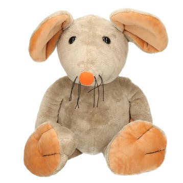 Pluche muis Eddi knuffel - zacht - 37 cm - grijs bruin, Verzenden, Nieuw