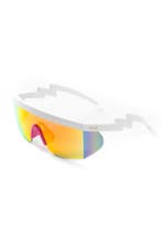 Skibril Zonnebril Wit Montuur Oranje Spiegelglazen Foute Ski, Ophalen of Verzenden, Nieuw, Feestartikel, Carnaval