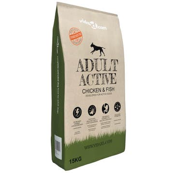vidaXL Premium hondenvoer droog Adult Active Chicken & Fish, Dieren en Toebehoren, Honden-accessoires, Verzenden, Nieuw