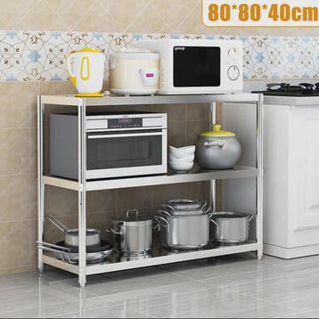 RVS Keukenrek 3-Laags Opslagrek - 80x40cm | Professioneel &, Verzenden, Nieuw