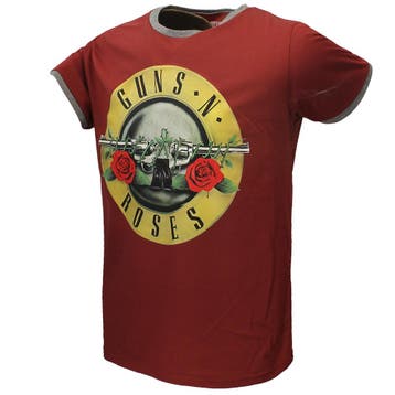 Guns N Roses Logo Ringer T-Shirt Rood, Verzenden, Nieuw