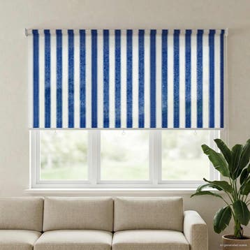 vidaXL Buitenrolgordijn 90% UV-blok Blauw en Witte Streep, Verzenden, Nieuw, Blauw