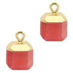 1 x Natuursteen hangers square Crimsom red-gold Jade, Ophalen of Verzenden, Nieuw, Bedel