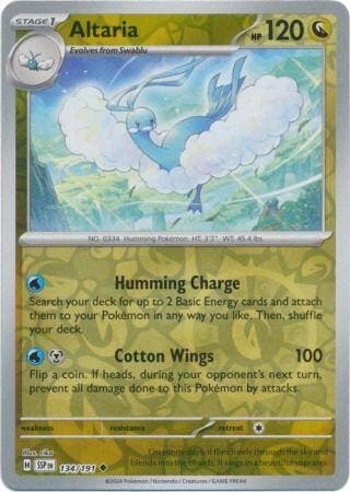 Altaria 134/191 reverse holo surging sparks, Ophalen of Verzenden, Nieuw, Losse kaart, Foil