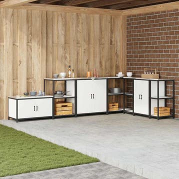 vidaXL Keukenplankeenheid HATTEM Wit 60 x 50 x 92 cm Staal, Verzenden, Nieuw, Wit