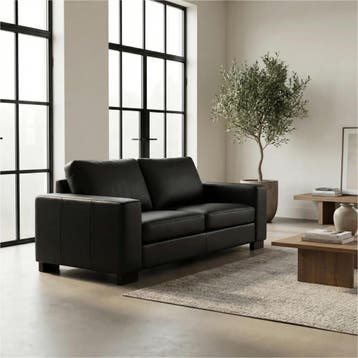 Leren bank Enjoy - 2,5 zits - Toledo Nero (zwart) - Poten, Huis en Inrichting, Nieuw, Ophalen of Verzenden, Modern, 200 tot 250 cm
