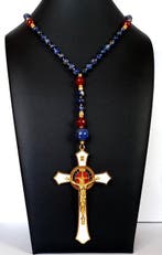 lapis lazuli en robijn - Rozenkrans – Sint-Benedictuskruis -, Antiek en Kunst