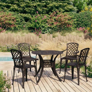 vidaXL 5-delige Bistroset gietaluminium bronskleurig, Tuin en Terras, Tuinsets en Loungesets, Verzenden, Nieuw, Aluminium, 4 zitplaatsen