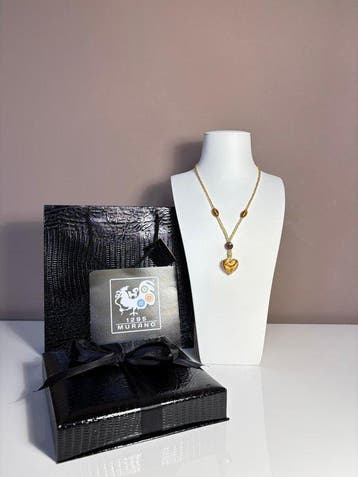 ketting - Halsketting - Goud 24 kt collier Murano, Antiek en Kunst