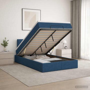 vidaXL Ottoman bed met matras met hoofdeinde Blauw 120 x 200, Verzenden, Nieuw, Twijfelaar, Blauw