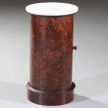 Gaaf Cilindrisch nachtkastje ca1850 mahonie met marmer No841, Ophalen of Verzenden