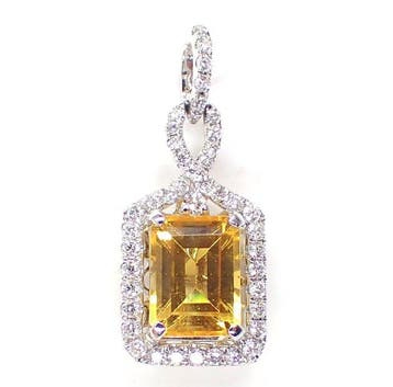 Hanger - 18 karaat Witgoud - 2.09ct. tw. Citrien - Diamant -