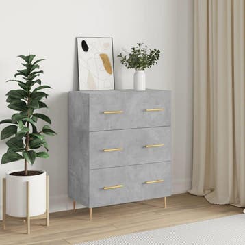 vidaXL Dressoir 69,5x34x90 cm bewerkt hout betongrijs, Verzenden, Nieuw, 50 tot 100 cm, 25 tot 50 cm