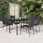 vidaXL 5-delige Tuinset zwart, 4 zitplaatsen, Nieuw, Tuinset, Verzenden