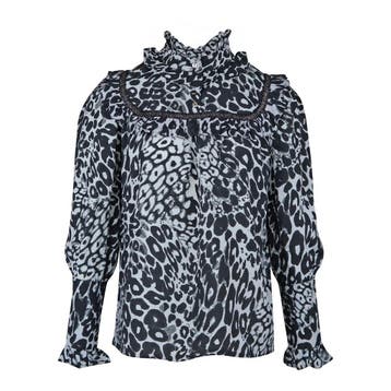 ByDanie • blouse met luipaard motief • XS, ByDanie, Verzenden, Zwart, Nieuw