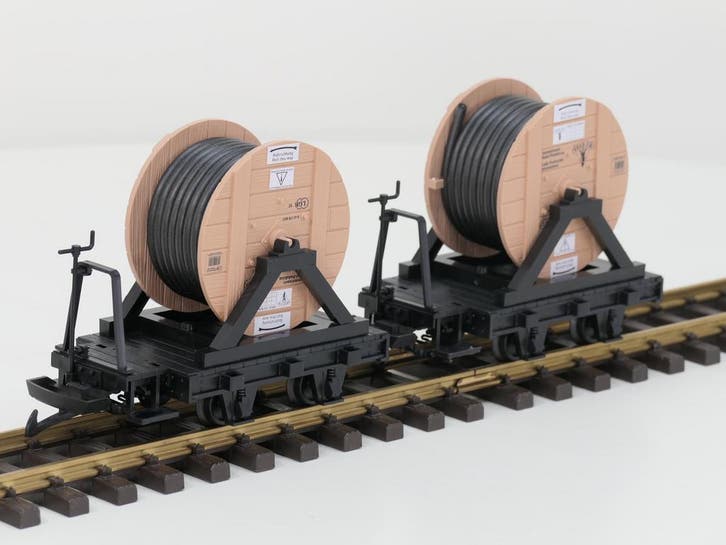 LGB 43170 Veldbaan haspel wagons (Goederenwagons Standaard), Hobby en Vrije tijd, Modeltreinen | Overige schalen, Wagon, Zo goed als nieuw