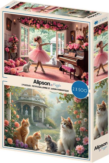 2 Puzzels - Little Ballerina and Romantic Garden Puzzel (500, Verzenden, Nieuw