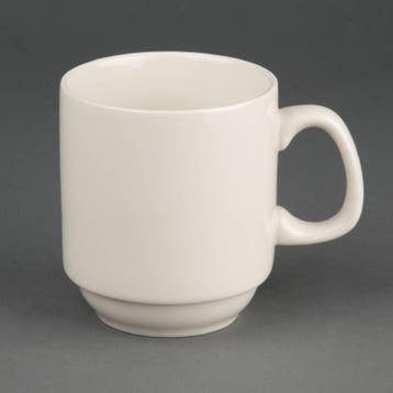 Olympia Ivory stapelbare mok 285ml (12 suks), Verzenden