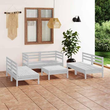 vidaXL 7-delige Loungeset massief grenenhout wit, Verzenden, Nieuw, Loungeset