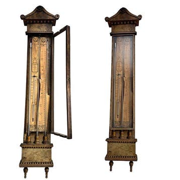 Barometer - Hout, tinnen schaalplaten