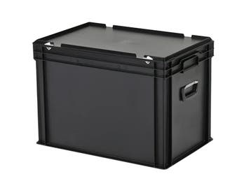 Koffer - 600 x 400 x H 439 mm - zwart - stapelbak met deksel, Ophalen of Verzenden, Nieuw