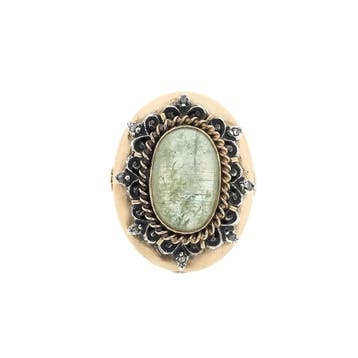 Gouden ring met groene Beryl, Sieraden, Tassen en Uiterlijk, Ringen, Gebruikt, Ophalen of Verzenden, 17 tot 18, Met edelsteen