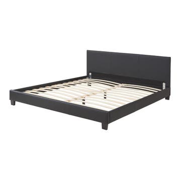Houten bed Aron kunstleer met bedbodem 160x200 zwart, Huis en Inrichting, Slaapkamer | Bedden, Verzenden, Nieuw
