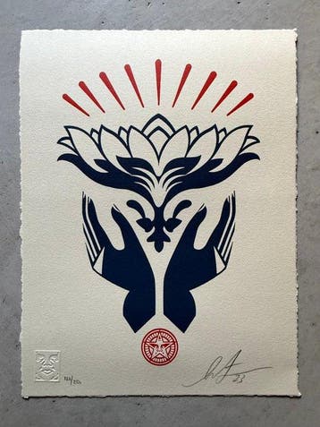 Shepard Fairey (OBEY) (1970) - Lotus Hands (red)