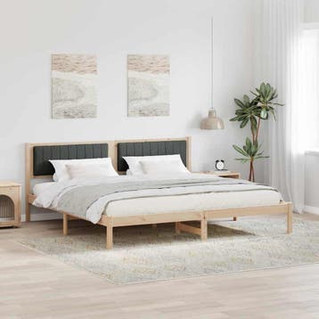 vidaXL Bedframe Donkergrijs 200 x 200 cm Massief grenenhout, Bruin, Verzenden, Hout, Nieuw