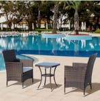3-delige Balkonset – Rotan Stoelen met Kussens en Buiafel, Tuin en Terras, Tuinsets en Loungesets, Verzenden, Nieuw