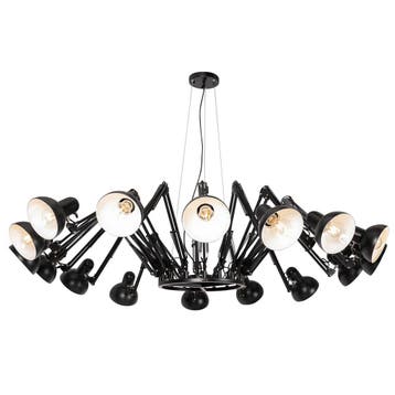 Industriële hanglamp zwart 16-lichts verstelbaar - Hobby, Verzenden, Nieuw, Industrieel