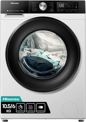 Hisense WD3S1043BW3 - Was-droogcombinatie - 10.5 kg wassen -, Witgoed en Apparatuur, Ophalen of Verzenden, Zo goed als nieuw, 85 tot 90 cm