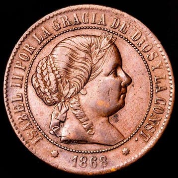 Spanje. Isabel II. 5 Céntimos Sevilla (OM) - 1868. Calico