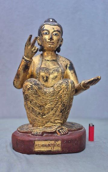 Antiek houten Birmese Nat-beeld - Hout - Myanmar - 20e eeuw