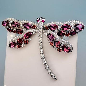 Zonder minimumprijs - Broche 925 zilver met natuurlijke