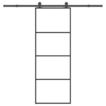 vidaXL Schuifdeur met beslag 76x205 cm ESG-glas en aluminium, Doe-het-zelf en Verbouw, Deuren en Horren, Verzenden, Nieuw