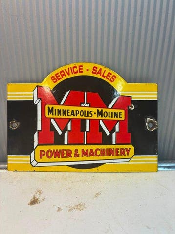 Vintage Minneapolis-Moline Power & Machinery reclamebord –