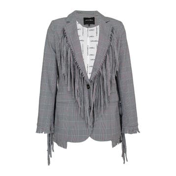 Lona Mila • geruite blazer met franjes • 34, Verzenden, Zwart, Nieuw, Lona Mila