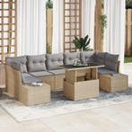 vidaXL Bankstel met kussen 8 pcs Beige en Licht Grijs poly, Verzenden, Nieuw, Rotan, 8 zitplaatsen