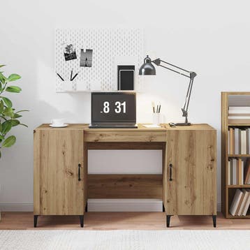 vidaXL Bureau Ambachtelijk eiken Bewerkt hout 140 x 50 x 75, Huis en Inrichting, Bureaus, Verzenden, Nieuw