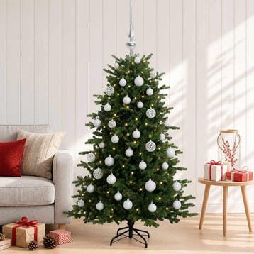 vidaXL Kunstkerstboom met kerstbal 150 cm 150 LEDs Warmwit, Verzenden, Nieuw