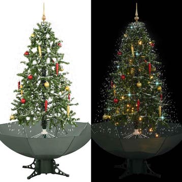 vidaXL Kerstboom sneeuwend met paraplubasis 170 cm groen, Verzenden, Nieuw