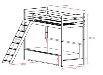 Hoogslaper met Bedbank Sophie 90 x 200 Wit, Verzenden, Nieuw, Hoogslaper