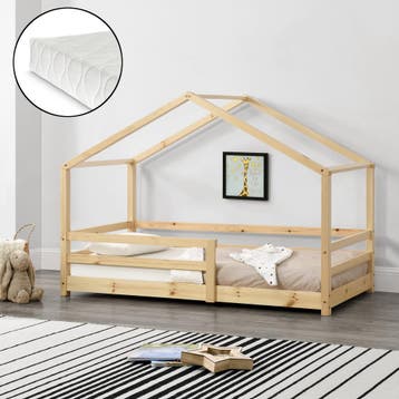 Kinderbed Knätten grenen huisbed met matras 90x200 cm hout, Verzenden, Nieuw